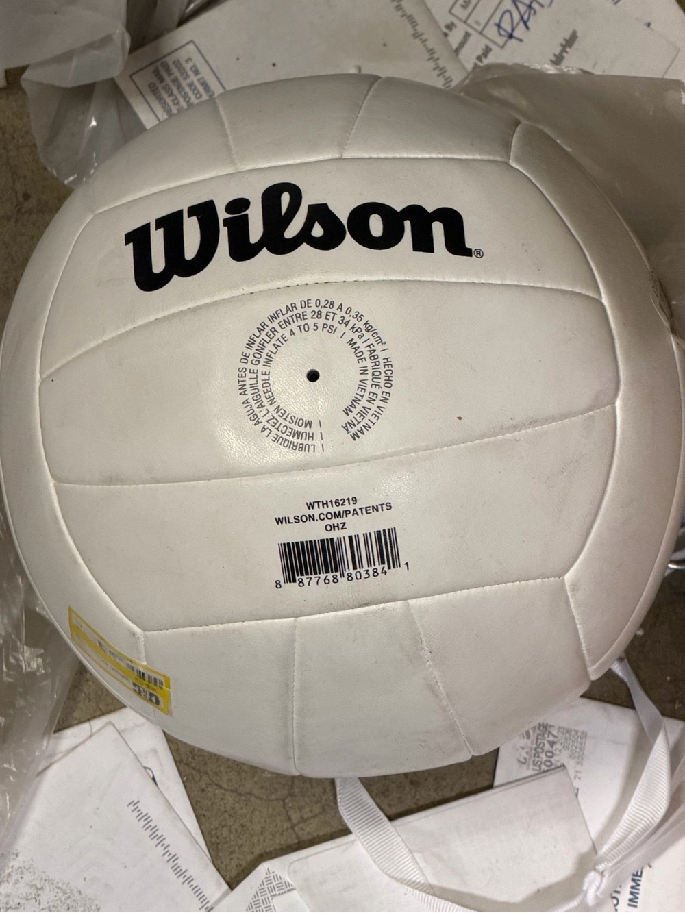 Wilson White Volleyball with Black Logo